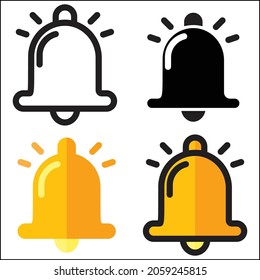 Bell icon set, using outline glyph solid flat style, can use for icon user interface, or business design graphic