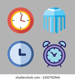 bell icon set. vector set about clock, jellyfish and alarm clock icons set.