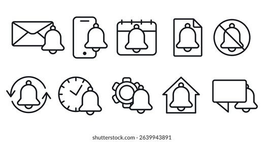 Bell icon set. Vector illustration.