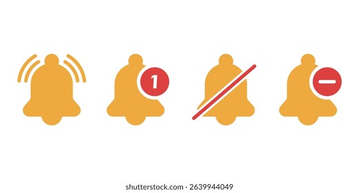 Bell icon set. Vector illustration.