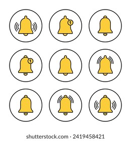 Bell Icon set vector. Notification sign and symbol for web site design