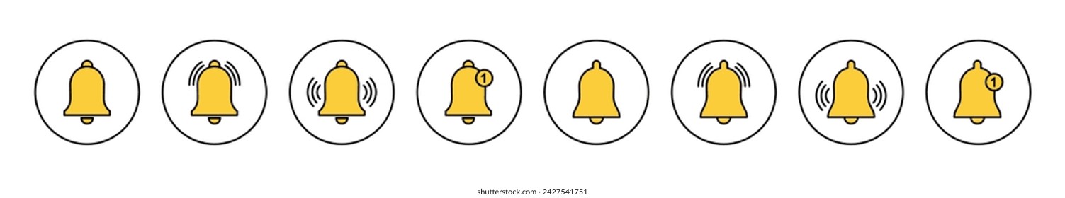 Bell Icon set vector. Notification sign and symbol for web site design