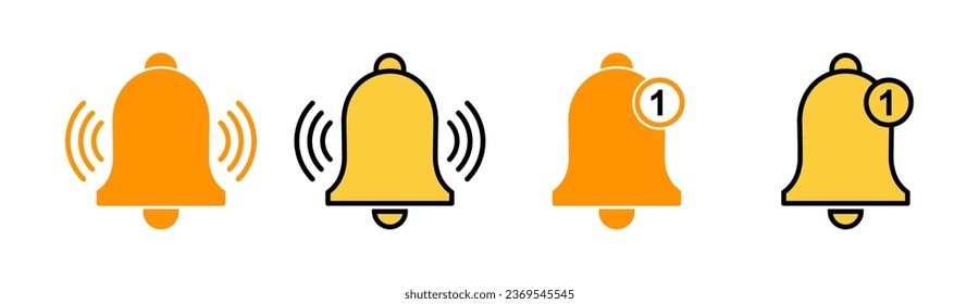 Bell Icon set for web and mobile app. Notification sign and symbol for web site design