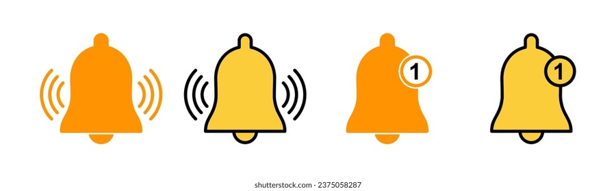 Bell Icon set for web and mobile app. Notification sign and symbol for web site design