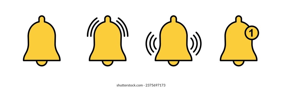 Bell Icon set for web and mobile app. Notification sign and symbol for web site design