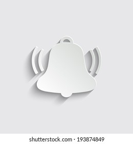 Bell icon with shadow on a grey background
