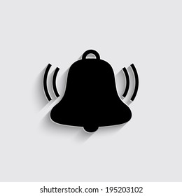 Bell icon with shadow on a grey background