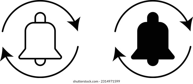 Bell icon sheet, simple trendy flat style line and solid Isolated vector illustration on white background. For apps, logo, websites, symbol , UI, UX, graphic and web design. EPS 10.
