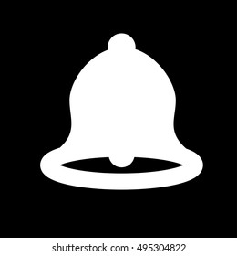 Bell icon. Simple logo of bell on black background. Flat vector illustration.