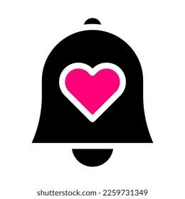 bell icon solid black pink style valentine illustration vector element and symbol perfect. Icon sign from modern collection for web.