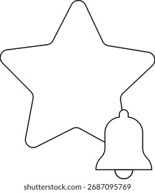 ícone de sino e ícone de estrela com fundo branco.com linhas pretas