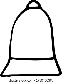 Bell Icon, Sticker. Sketch Hand Drawn Doodle Style. Vector, Minimalism, Monochrome. Reminder, Notification, Symbol.