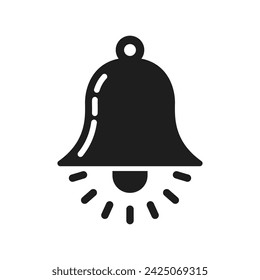 Bell icon. Bell symbol. Black icon of bell isolated on white background. Vector illustration.