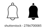Bell icon thin line and clipart style vector set