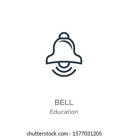 Bell icon. Thin linear bell outline icon isolated on white background from education collection. Line vector sign, symbol for web and mobile