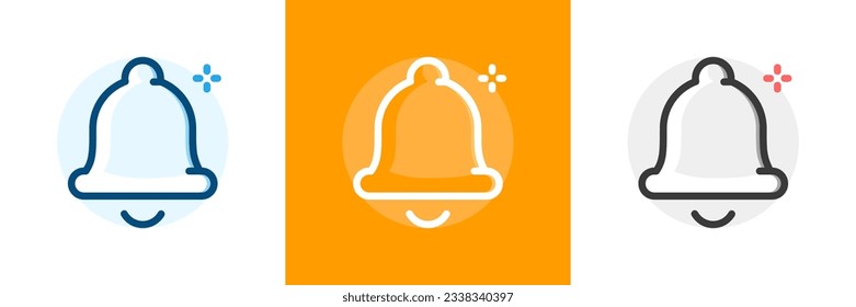 Bell icon in three colors. 768 x 768 pixel perfect scalable to 384px, 192px, 96px, 48px etc... Outline editable vector stroke