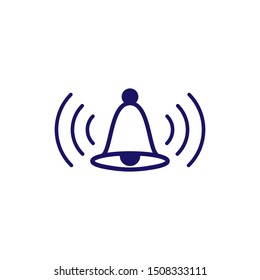 Bell icon trendy flat design.Active notification flat design