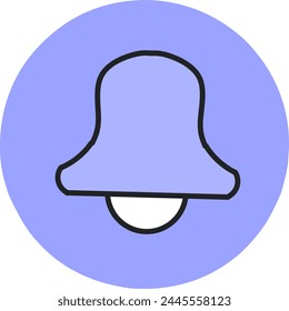 Icono de campana en estilo plano de moda aislado sobre fondo púrpura brillante