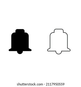Icono de la Campana en dos estilos como relleno y trazo y aislado en fondo blanco. Símbolo de notificación para el diseño de su sitio web, logotipo, aplicación, interfaz de usuario. Ilustración del vector, EPS10.