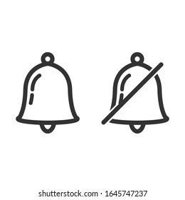 Símbolo de icono de la campana, Alarma, señal de timbre de servicio Aislado en fondo blanco. Estilo de esquema moderno para diseño gráfico