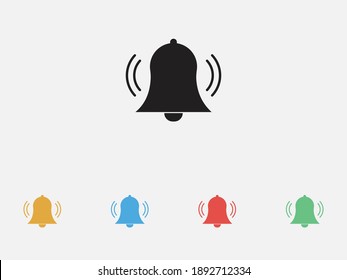 Bell icon vector, Alarm, service handbell sign. Notification icon. Bell ringing icon. Set of colorful flat design icons. 