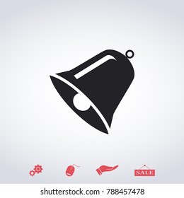 bell icon vector. Flat design image for website.