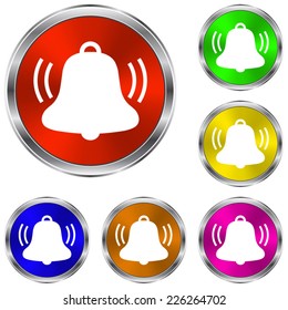 Bell icon - vector glossy colourful buttons