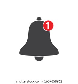 Bell icon vector grey and red 
