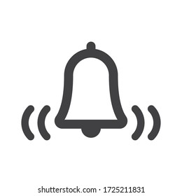 Bell icon, vector illustration alarm. New message symbol, user interface sign.