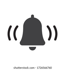 Bell icon, vector illustration alarm. New message symbol, user interface sign.