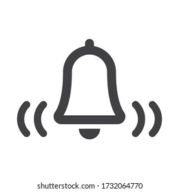Bell icon, vector illustration alarm. New message symbol, user interface sign.