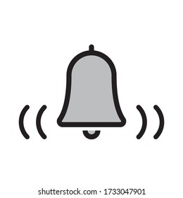 Bell icon, vector illustration alarm. New message symbol, user interface sign.