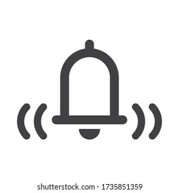 Bell icon, vector illustration alarm. New message symbol, user interface sign.