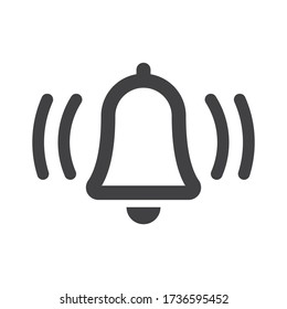 Bell icon, vector illustration alarm. New message symbol, user interface sign.