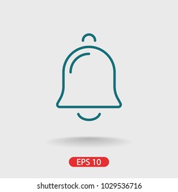 Bell icon vector illustration. Linear symbol with thin outline. The thickness is edited. Minimalist style.
