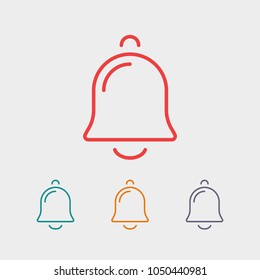 Bell icon vector illustration. Linear symbol with thin outline. The thickness is edited. Minimalist style.