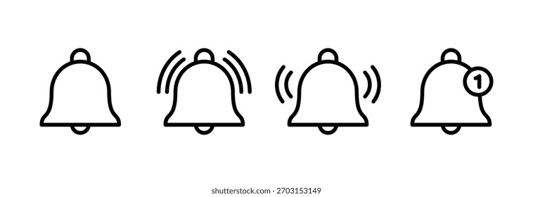 Glockensymbol, Vektorgrafik. Benachrichtigungszeichen und -symbol für die Gestaltung der Website