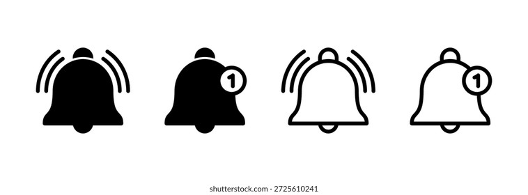 Ilustración vectorial de Bell Icon. Signo y símbolo de notificación para el diseño del Sitio web