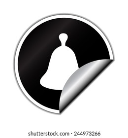 Bell icon, vector illustration with round sticker