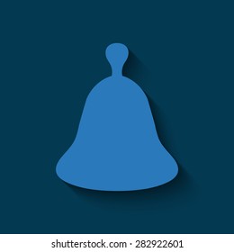  Bell icon, vector illustration  with shadow on a blue background