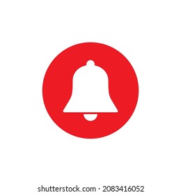 símbolo de la ilustración del vector del icono de campana con fondo rojo