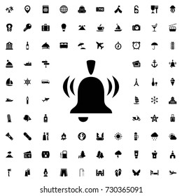 Bell icon vector isolated on white background. set of filled tourism icons.