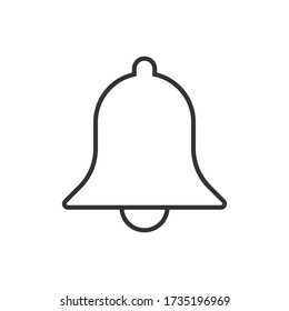 Bell icon vector. Notification and alarm symbol. Flat shape application interface sign button. Christmas decoration logo. Outline silhouette isolated on white background.