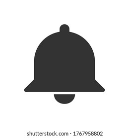 Bell icon vector. Notification and alarm symbol. Flat shape application interface sign button. Christmas decoration logo. Black silhouette isolated on white background.