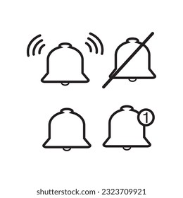 Bell icon vector. Notification and alarm symbol icon editable stroke, sign, symbol outline line button isolated on white