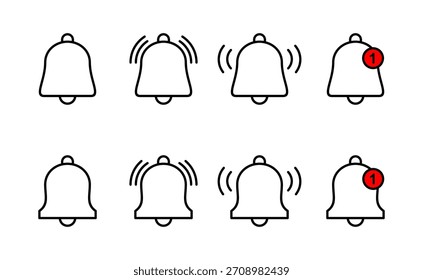 Vector de icono de campana. Signo y símbolo de notificación para el diseño del Sitio web