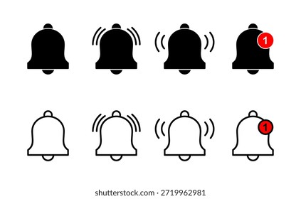Vector de icono de campana. Signo y símbolo de notificación para el diseño del Sitio web