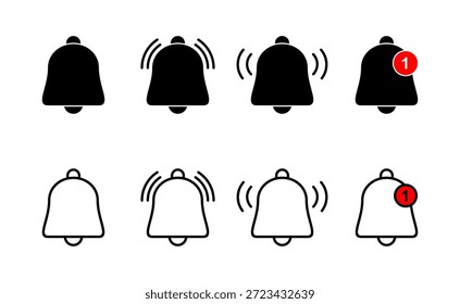 Vector de icono de campana. Signo y símbolo de notificación para el diseño del Sitio web