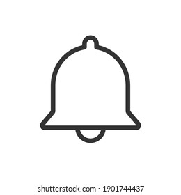 Bell icon vector. Notification and subscribe symbol. Flat shape application interface sign button. Decoration logo. Black clip-art silhouette isolated on white background.