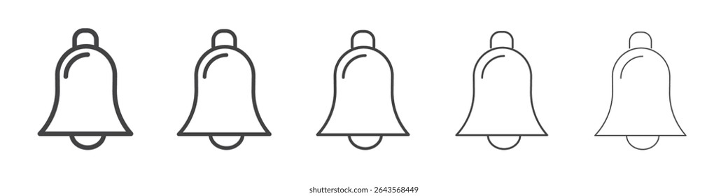 Bell icon vector outline set illustration sign